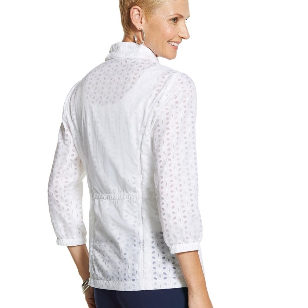 *SET* Chico's Zenergy Collection White Eyelet Jacket & Tank - Sz XL (Chico's 3) - Picture 12 of 13